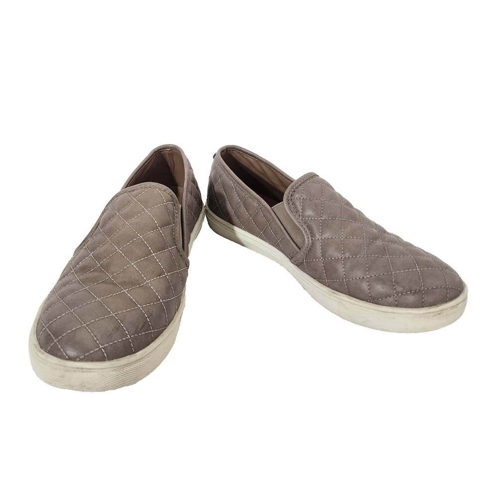 Steve Madden Womens Ecentrcq Sneaker Shoes Size 10M Taupe Quilted Slip On Casual